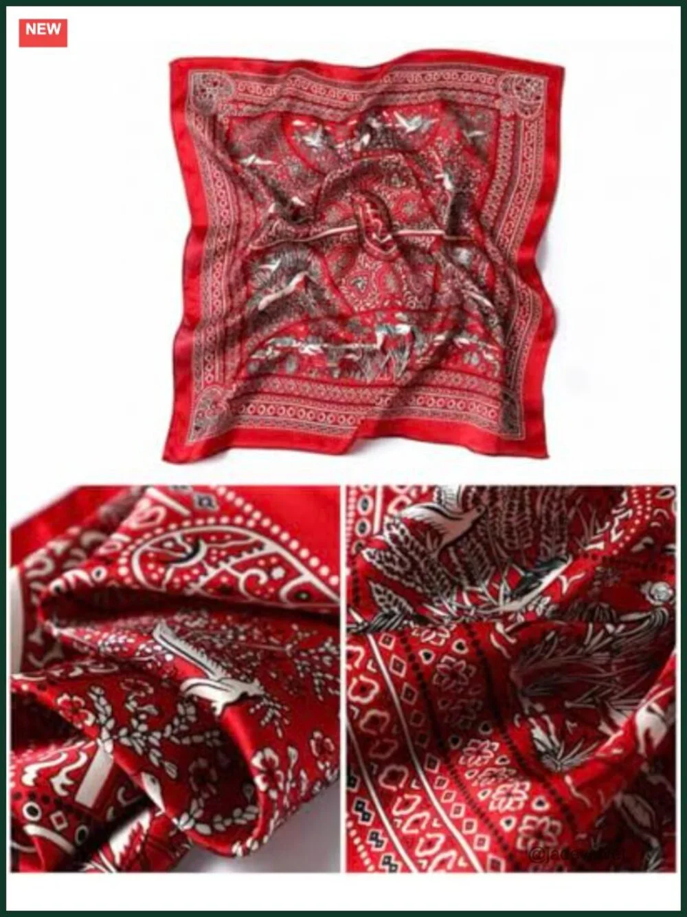 100% Mulberry Silk Square Scarf 21x21 Lightweight Neckerchief